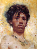 Francesco Paolo Michetti - autoritratto giovanile olio su tela 1873 self portrait oil on canvas