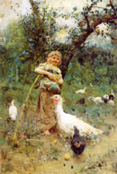 Francesco Paolo Michetti - Guardiana di polli - olio su tela - 1877 - Chickens' guardian - oil on canvas - 1877