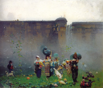 Francesco Paolo Michetti - La raccolta delle zucche - olio su tela- 1873 - the harvest of the pumpkins - oil on canvas - 1873